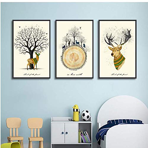 Peinture Elk sur toile haute définition affiche graffiti vintage 50x70cm pour salon