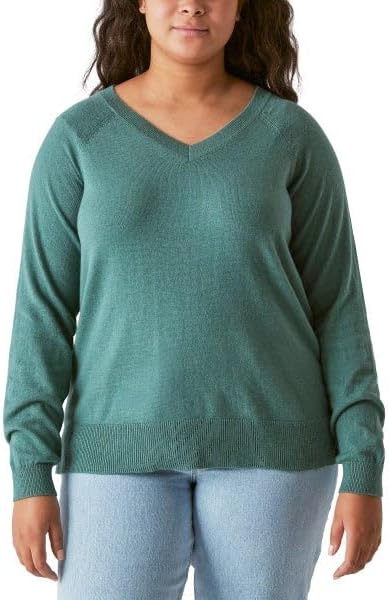 Lucky Brand Women's V-Neck Sweater, Long Sleeves, Side Slits, Cotton Blend, Cream/Green/Red/Black - Image 4