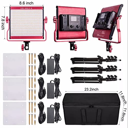 Image of LED Photography Video Light Panel CRI97 3200K-5600K Photo Studio Lighting Equipment with Tripod Stand Digital Red