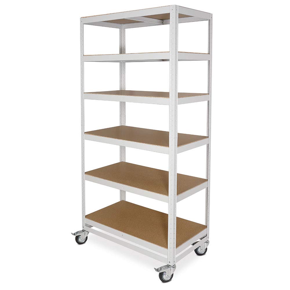 Estantería con 6 niveles, capacidad de carga de 200 kg, 900 x 500 x 1905 mm, color gris claro