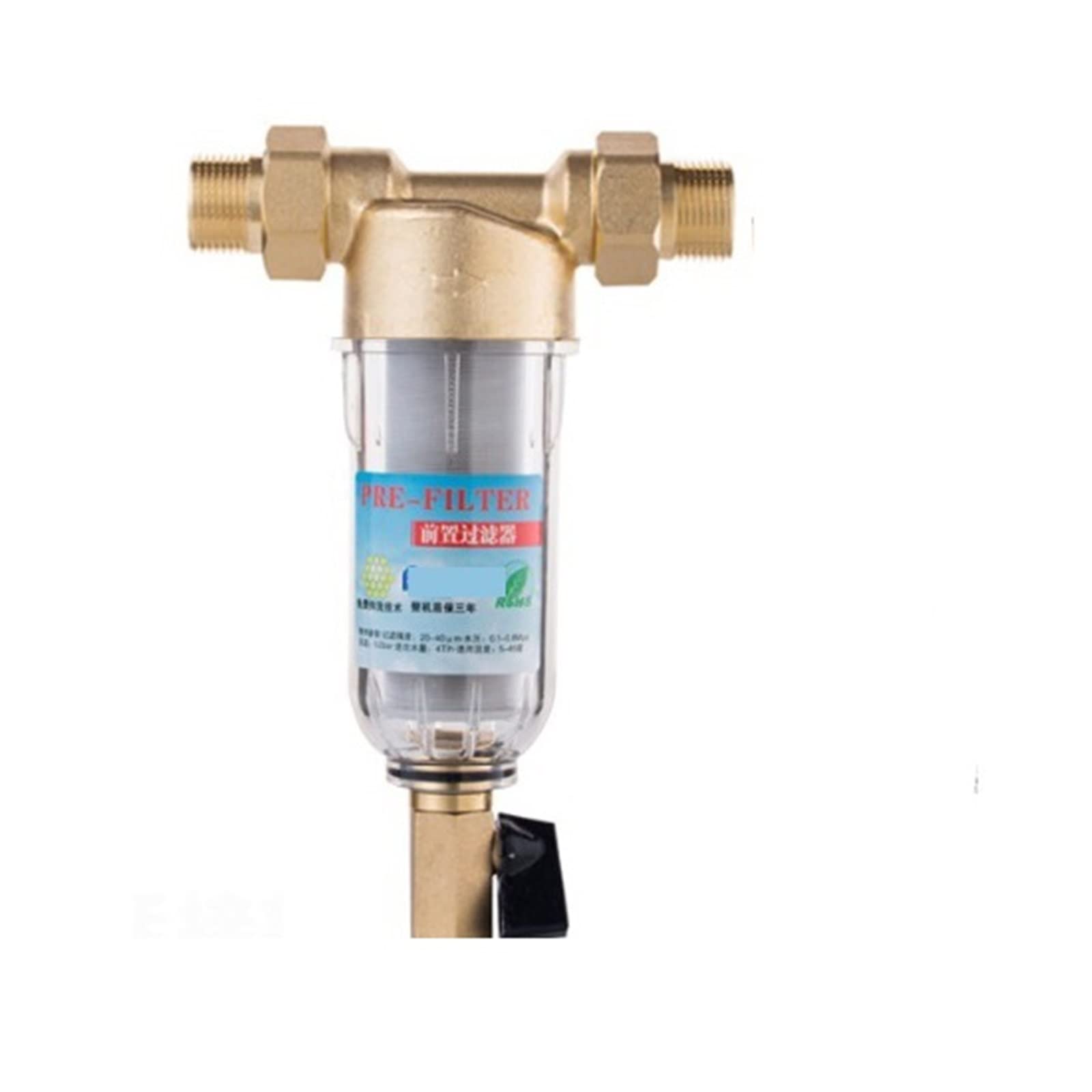 Système de Filtration d'Eau, Siphon backwas Préfiltre filtre à eau Première étape du système de purificateur d'eau préfiltre à mailles en laiton en acier inoxydable(1 in -0.5 in Union)