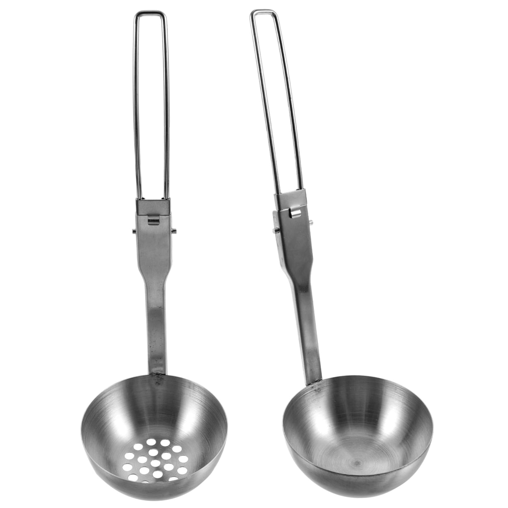 CORHAD 2pcs Portable Stainless Steel Folding Spoon Outdoor Skimmer Slotted Spoon for Camping Picnics Family Gatherings Easy to Clean Compact Utensils for Daily Use