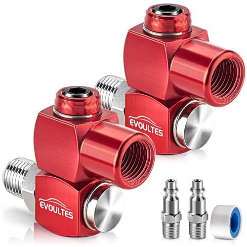 EVOULTES 2-Packs 1/4 NPT 360 Degree Swivel Air Hose Fittings No Leakage Air Hose Connector with 1/4 Inch MNPT Quick Connect Swivel Air Fittings for Air Hose Air Compressor Attachments