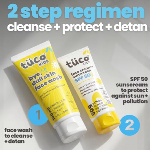 Image of Tuco Kids Bright Face Kit - Face Wash (100ml) & Face Cream & Sunscreen (50g) for Ages 3+ Kids, Paraben & Sulphate Free - Combo Pack of 2