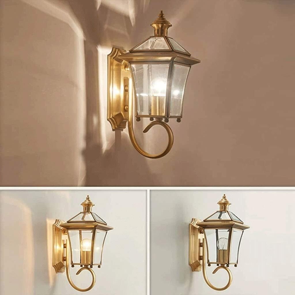 Wejścia Lampa Zewnętrzna Copper Outdoor Wall Light Waterproof Glass Exterior Sconce Garden modern Outside Lamp For Hallway Oświetlenie Ogrodu