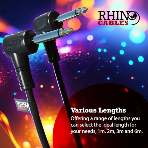 rhinocables Right Angled Guitar Cable - 6.35mm Mono Jack Lead for Electric Guitar Bass, Keyboard, Pedalboards & Amps - Image 3