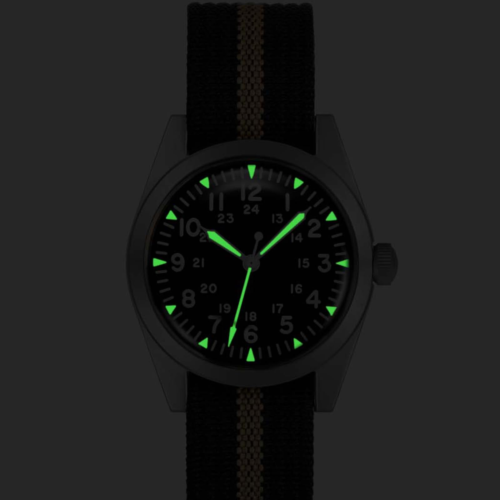 TACTICAL FROG RDUNAE RA04 Montre à quartz pour homme, 35 mm, style rétro, super 2035, lumineuse, étanche à 50 m, avec bracelet en nylon