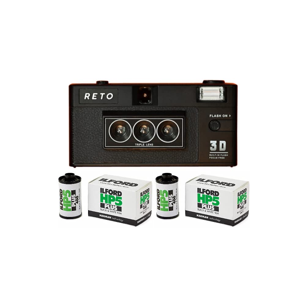 Reto 3D 35mm Film Camera and Ilford HP5 Plus ISO 400 Black and White 35mm Roll Film Bundle (36 Expos