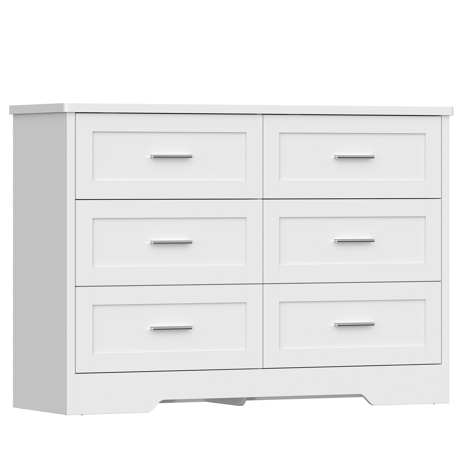 TEENFON Kommode mit 6 Schubladen, Weißer Komodenschrank für Schlafzimmer - Multifunktionales Sideboard für Wohnzimmer, Esszimmer, Flur, 107 x 35 x 75.5 cm