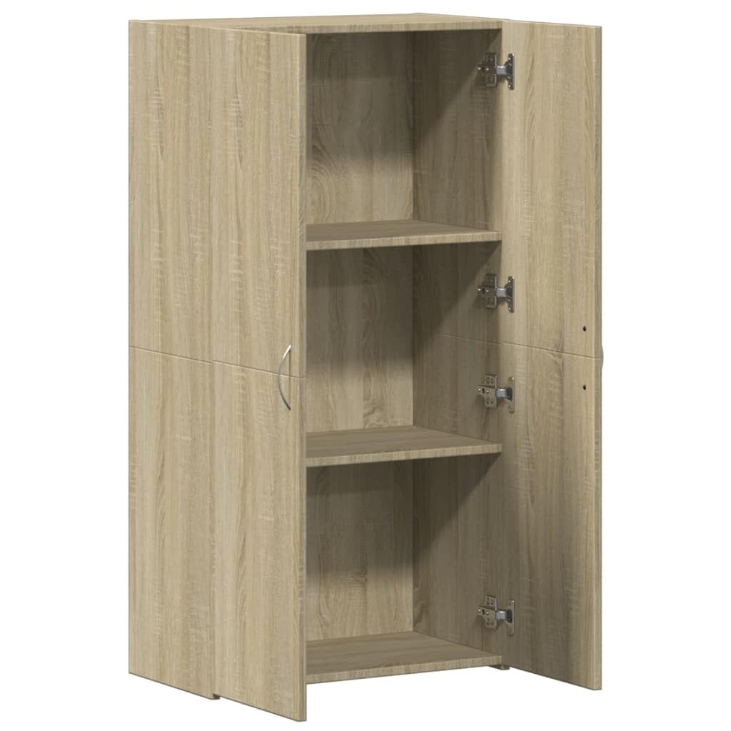 Armadietto portadocumenti in rovere Sonoma, 60 x 32 x 115 cm, armadio da ufficio con ante, spazio per raccoglitori, documenti, ufficio, casa, studio, archiviazione