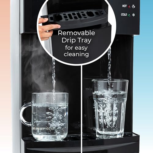 Image of Igloo Top Loading Water Cooler with Removable Drip Tray & Energy-Saving Features- Water Tower with Hot, Cold Temperature Settings- Water Dispenser Fits 3 & 5-Gallon Jugs with Child Safety Lock- Black