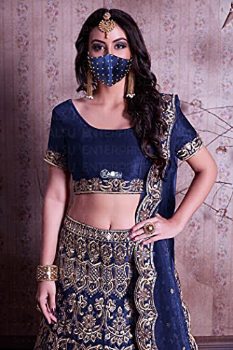 Image of ᵀᴹ : WEDDING SPECIAL Cloth Face Mask - Washable Light Weight Satin - Cotton Masks MULTI COMBO (BLUE-GREEN-PINK COMBO)