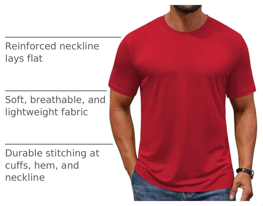 COOFANDY Men's T-Shirts Short Sleeve Crew Neck T Shirts Casual Classic Basic Tee Shirts image 4