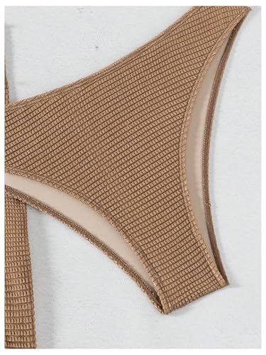 GORGLITTER Women's Strapless Swimsuits Metal Decor High Waisted Cheeky Bikini Set with Bathing Suit Cover Up Skirts4