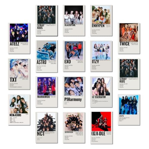 Image of K-Pop Posters | K-Pop Song Posters Pack of 18 (14.8 x 10.5cm) 300 GSM | Minimalist K-Pop Group Wall Art | Room Decor | Aesthetic Collage Kit | Pinterest-Inspired Wall Prints