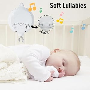 Montessori Mobile Baby for Crib,Black and White Baby Crib Mobile with Music for Boys & Girls,High Contrast Hanging Crib Toys, Newborn Visual Stimulation to Engage