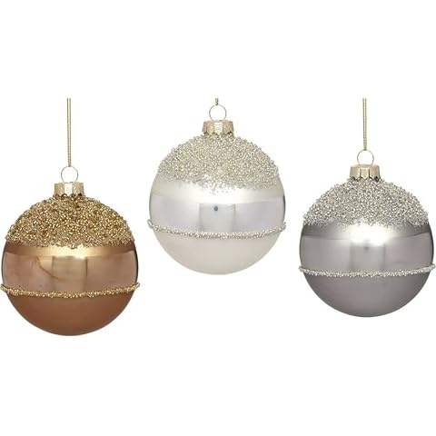 Mark Roberts Christmas 2023 ICY Top Ball Ornament, 3'' Assortment of 3, Christmas Decor for Winter Season