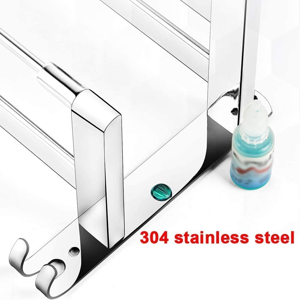 Toallero, toallero, toallero, toallero, estante de baño con toallero y barra, soporte de toalla de acero inoxidable cepillado montado en la pared con ganchos, muebles de baño (color: plateado