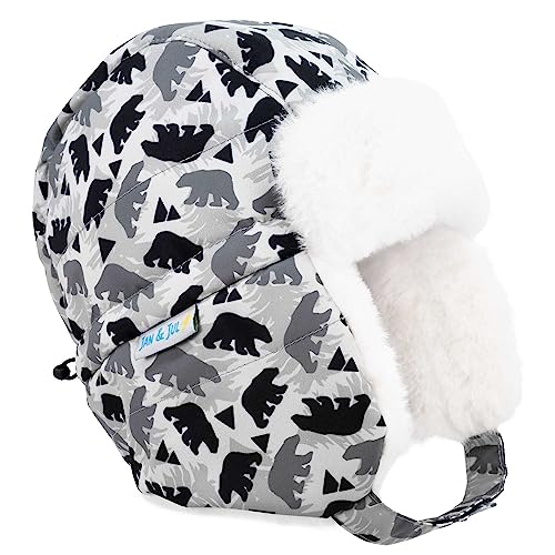 Image of JAN & JUL Waterproof Trapper Hat for Baby and Kids, Insulated Winter Hat with Faux Fur Lining