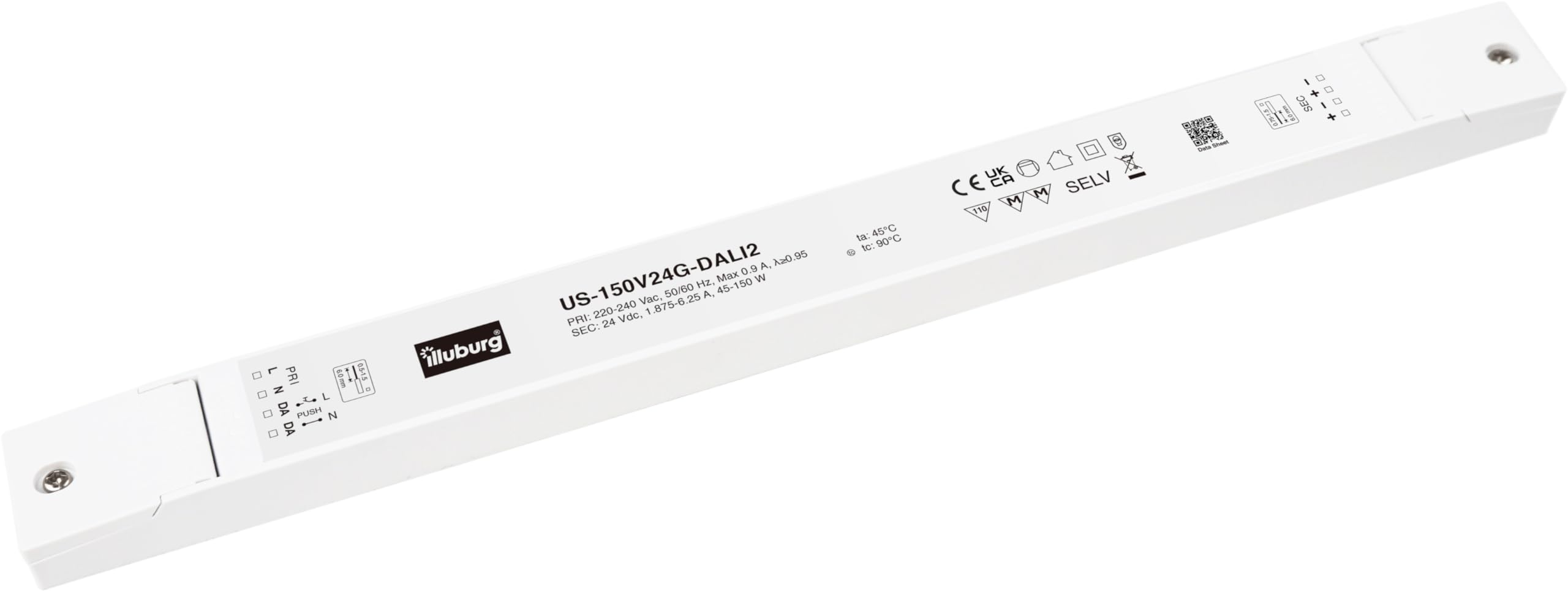 Trasformatore LED 24V 45W - 150W Dimmerabile DALI PUSH Sottile per Strisce LED Alimentatore Driver Power Supply