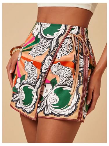 Image of SweatyRocks Women's Boho Mini Skirts Floral Shorts Tie Side Wrap Skorts