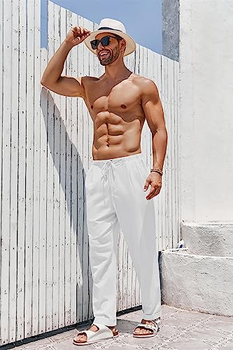 Image of Gafeng Mens Linen Pants Yoga Casual Beach Summer Harem Baggy Trousers
