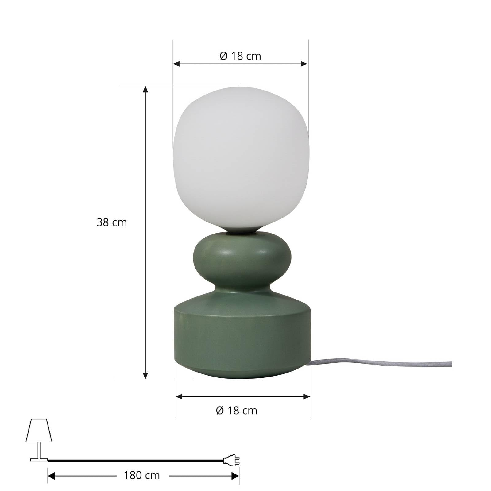 Lucande Tischlampe Fidelo (Skandinavisch) in Grün aus Keramik (1 flammig, E14) - Tischleuchte Schreibtischlampe Nachttischlampe Wohnzimmerleuchte