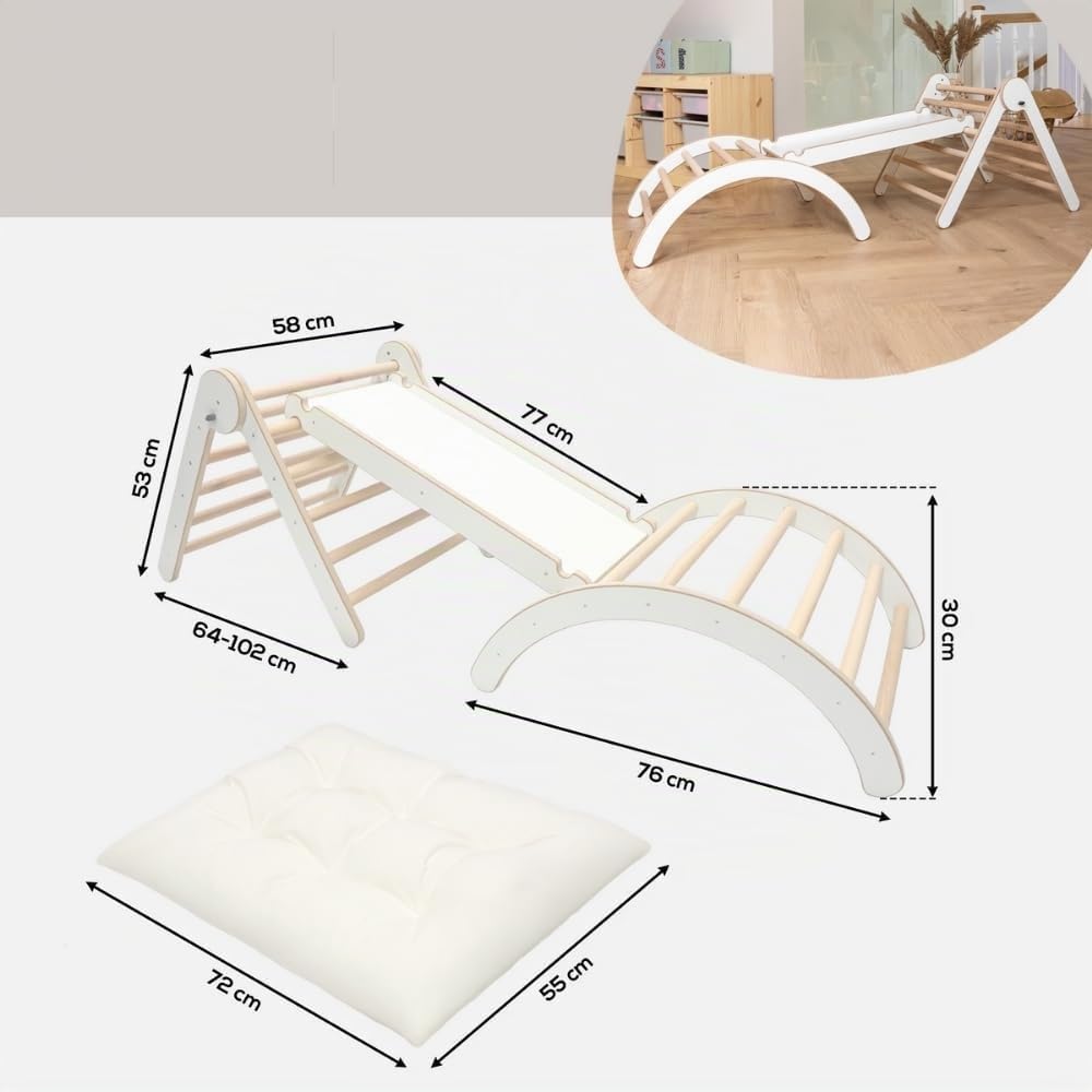 MAMOI® Set da Arrampicata 4 in 1 Dondolo Scivolo Triangolo Cuscino Struttura multifunzionale per interni