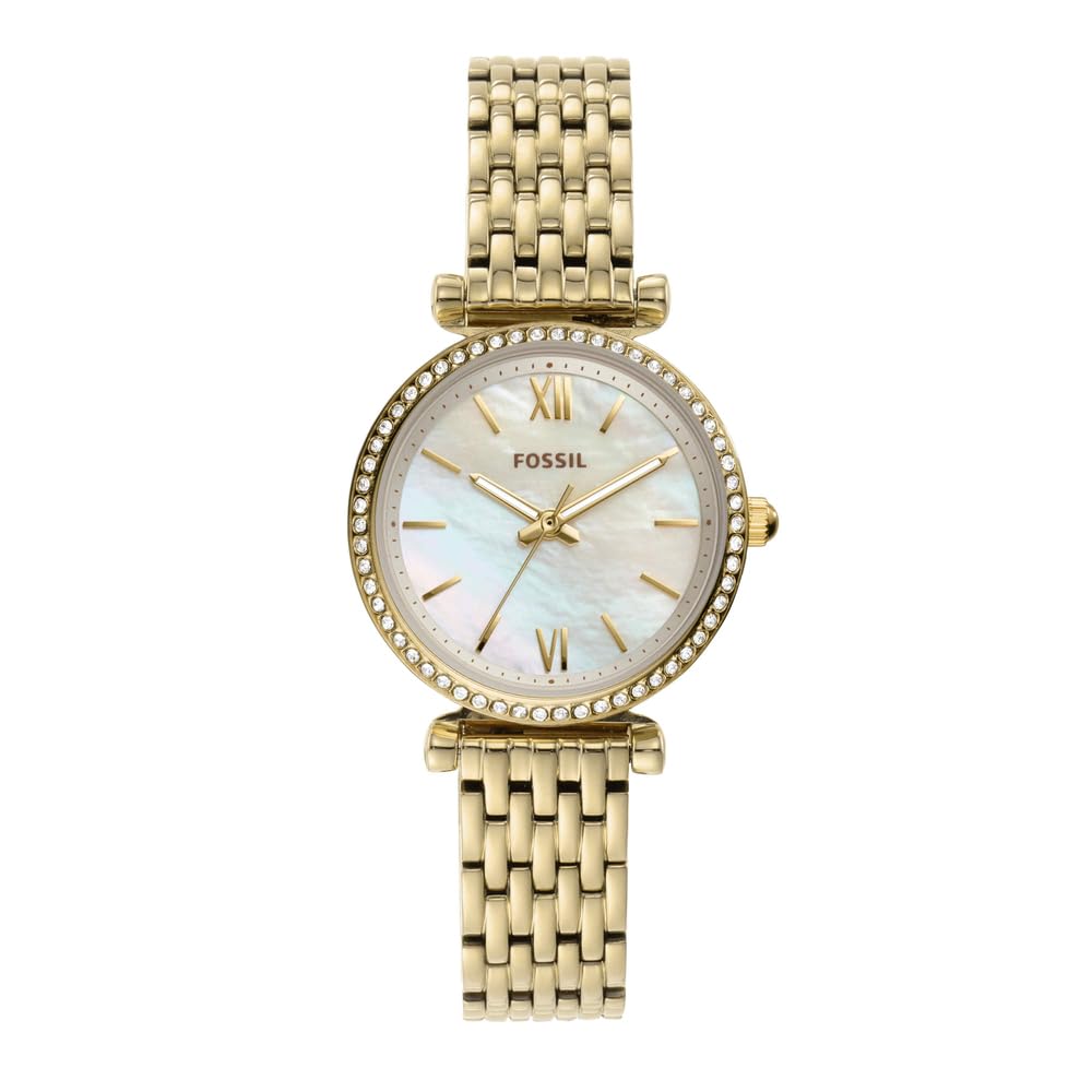 Fossil Women's Carlie Three-Hand, Gold-Tone Stainless Steel Watch, ES4735, Gold, Women