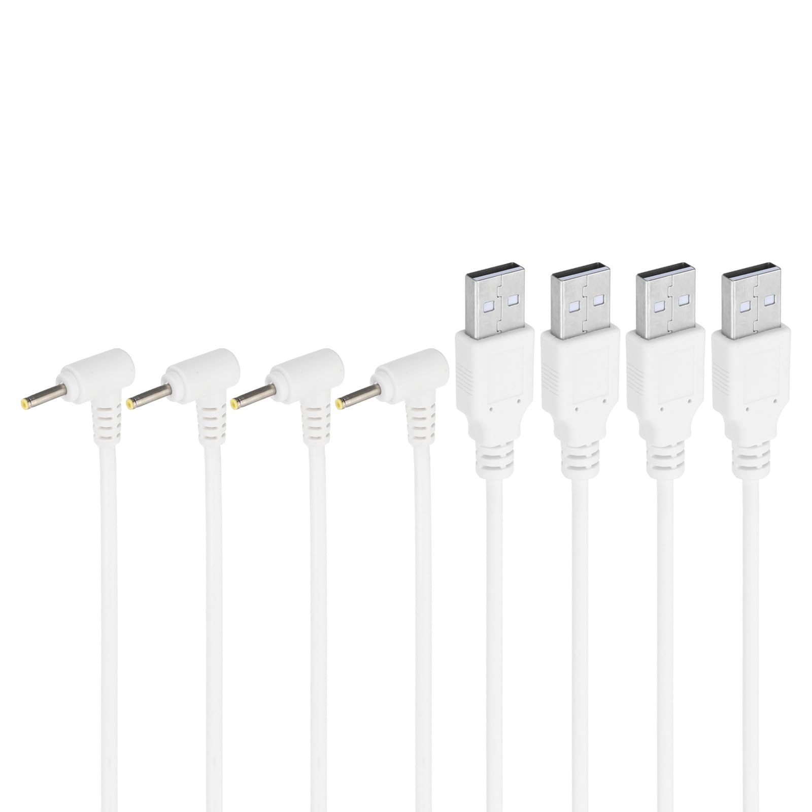 PATIKIL 3Ft USB to DC 5.5x2.5mm Barrel Jack Power Cord, 4 Pcs 90 Degree Angle 24AWG Wire Adapter Connector Charging Cord for Light Fans Speaker Table