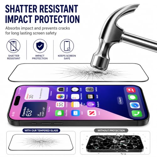 Image of Tempered glass for iPhone 14 Pro | Screen Protector Full HD Quality Tempered Glass Anti-Scratch Edge to Edge Coverage For Easy Installation (iPhone 14 Pro), Pack Of 1