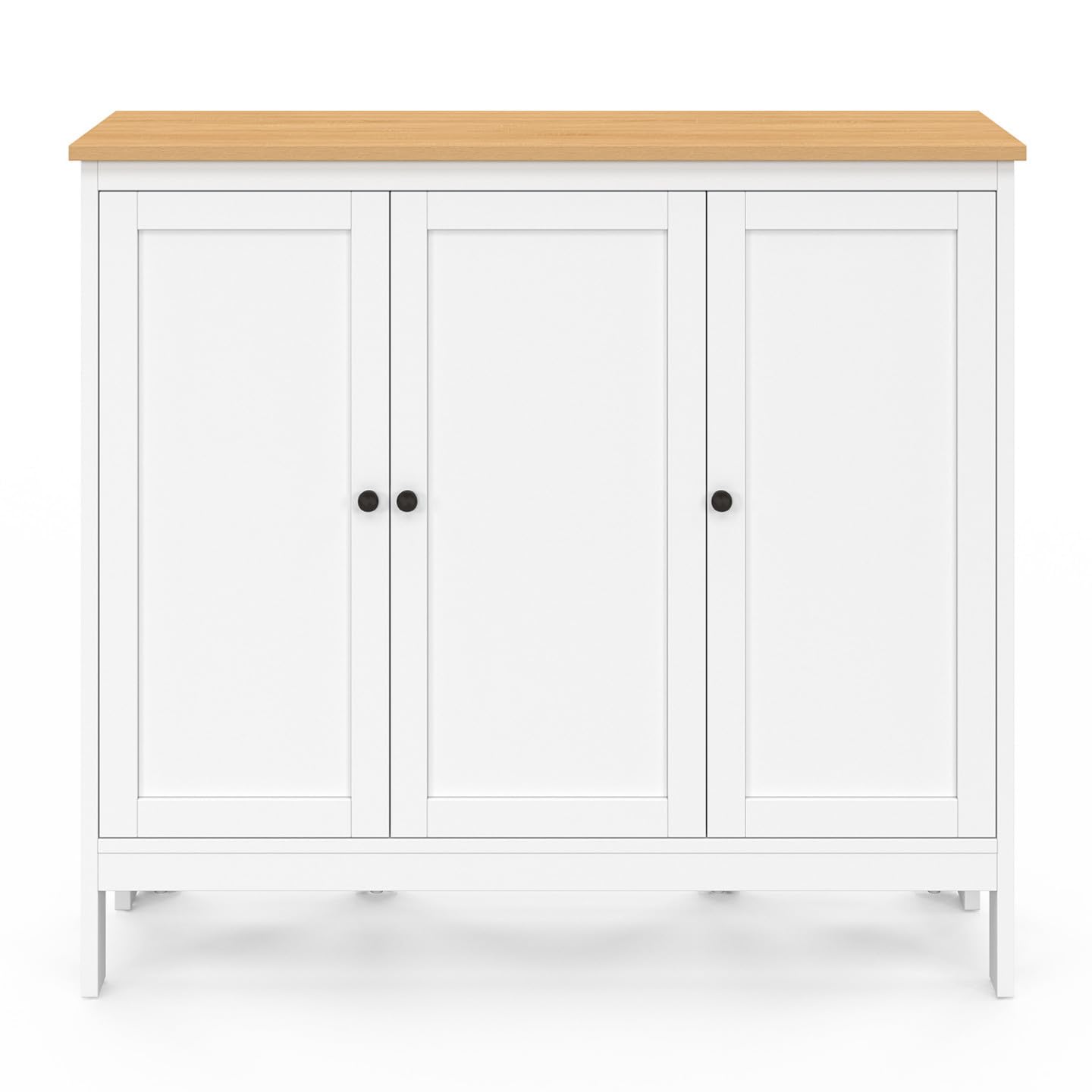 IDMarket – Conjunto de mesa de bar ilot Aquiles y 2 taburetes madera blanca bandeja forma haya