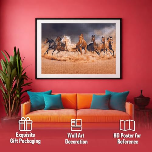 Image of Horses Jigsaw Puzzle - 1000 Piece Puzzle | Wild & Farm Horse Brain Game | Gift for Puzzle Lovers and Equestrian Enthusiasts