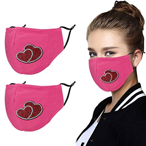 Preisvergleich Produktbild SHUANGA Glänzend Strass Mundschutz Diamant Print Maske Waschbar Wiederverwendbar Stoffmaske Mund-Nasen Bedeckung Atmungsaktiv Halstuch Schals für Damen Glitzer Mundschutz Mode Face Halstuch Schals