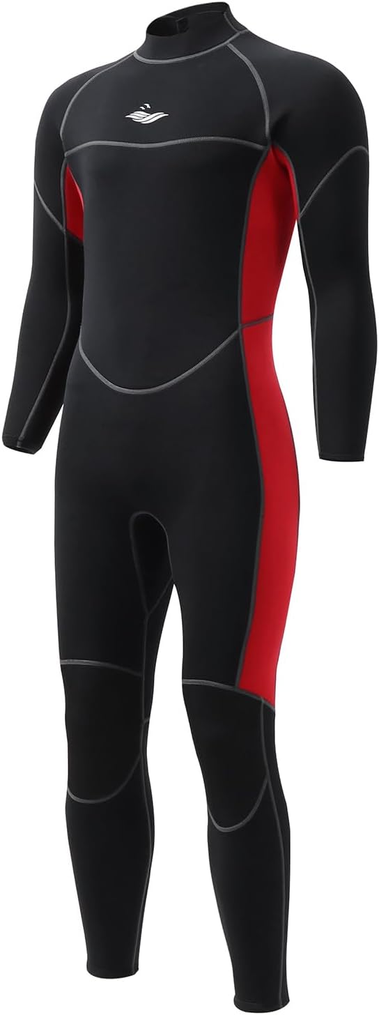 3mm Shorty Full Wetsuit for Men - Neoprene Dive Skin Front Back Zip Scuba Diving Suit for Diving Snorkeling Surfing Swimming