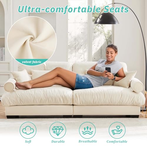 Image of SoarFlash Sectional Sofa Couch, U Shaped Modern Sofa with Solid Wood Legs, Couches Sofas for Living Room Apartment, Comfortable Small Couches for Apartment, Beige