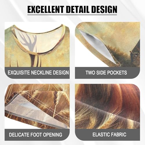 Deer Wheat Field Golden Pajama Set Short Sleeve Summer Pajamas Shorts Sets PJ Clothes Set Soft 5Y4