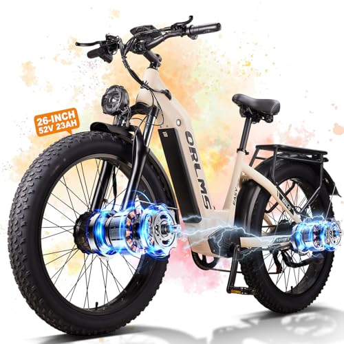MENORX Dual Motor Electric Bike,26" x4" Fat Tire Electric Bike,Up