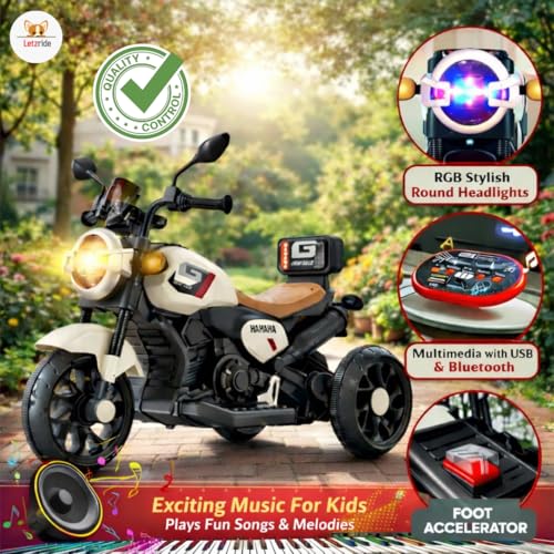 Image of Kids Electric Ride-On Bike with LED Headlight, Music & 3-Wheel Stability, Battery Powered Motorcycle Toy for Boys & Girls (Ages 1-4 Years)