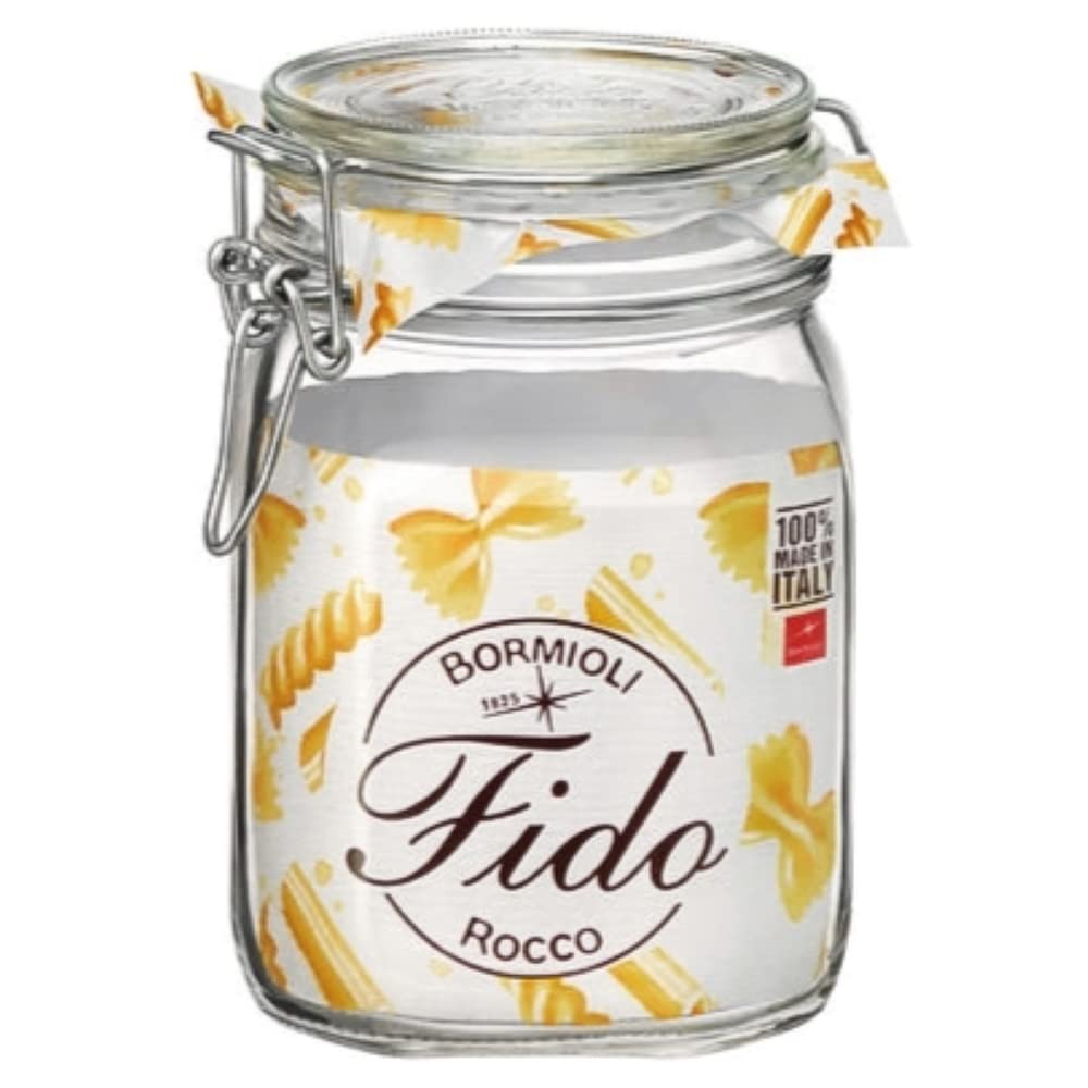 Bormioli Rocco B071RRRZNY Duplicado de KC66938 Fido tarro de cristal transparente con junta de 85 mm, 1 litro (2 unidades), acero inoxidable, transparente
