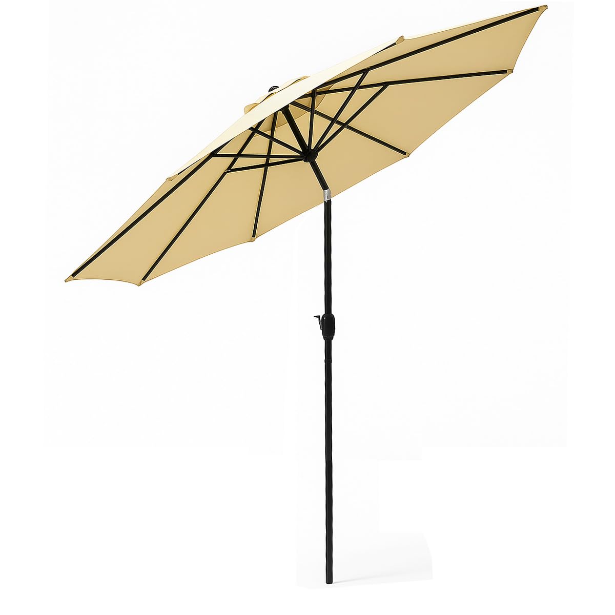 BAKAJI Parasol de jardin pare-soleil 2,7 m pour balcon, système d'air vent, inclinaison réglable et ouverture de la manivelle, revêtement anti-UV imperméable pour mer, terrasse, plage