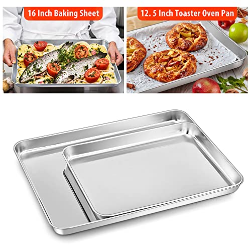 Teamfar Bakeware Sets Of 7, Stainless Steel Bakeware Sets For Oven, Baking Sheet & Toaster Oven Pan, Square & Round Cake Pan, Muffin Pan & Loaf Pan, Lasagna Pan, Healthy & Sturdy, Dishwasher Safe #TOP3