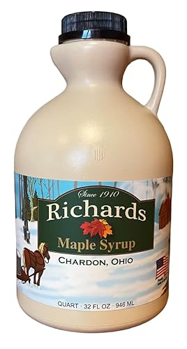 Richards Maple Products Jarabe de arce del condado de Geauga 100 puro grado A color ámbar cuarto de galón 32 onzas líquidas