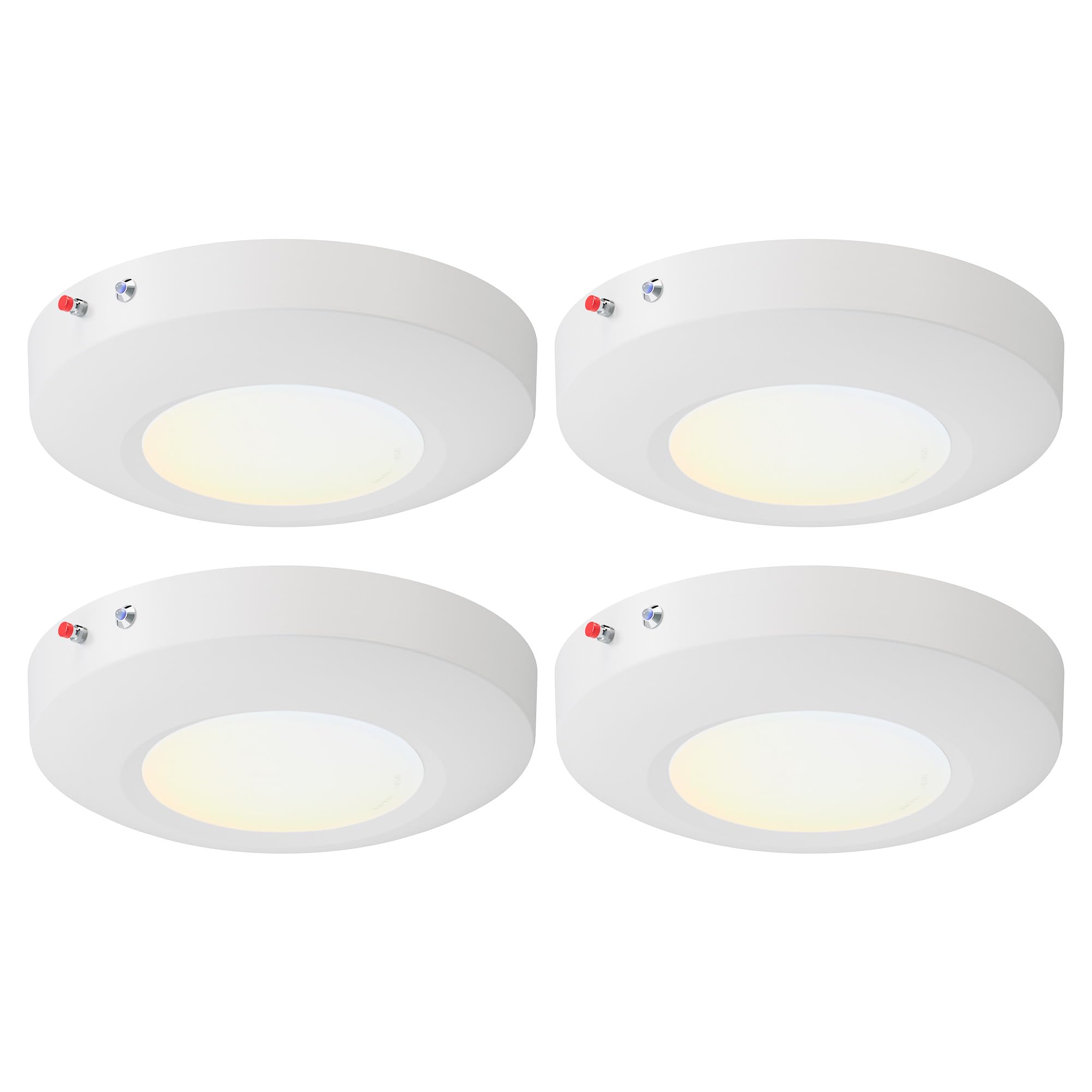 Photo 1 of JULLISON 6 Inch LED Emergency Disk Light Kit with Battery Backup, Ceiling Mount Emergency Lights, Dimmable, 120-277V, 15W, 1000lm, CRI90, 5CCT Selectable, ETL & Wet Rated, White, 4 Packs