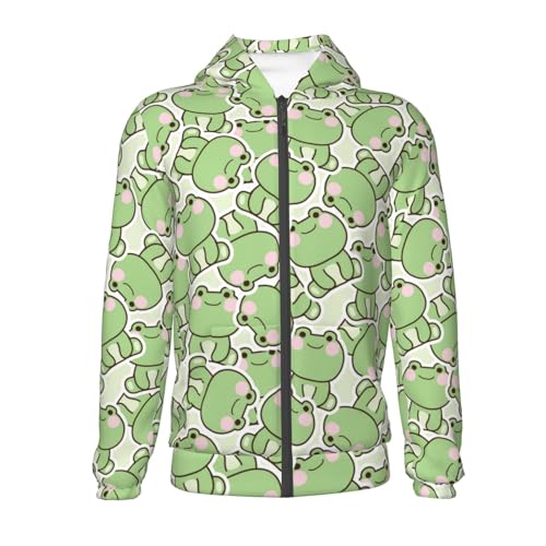 Cute Frog in Sitting Pose Kid Hoodies Boys Zip Up Sweatshirts Girls Pullover with Pocket2