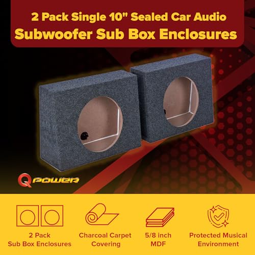 Q Power QTW10S Qpower Qtw10 Single 10 Inch Sealed Car Audio Subwoofer Sub Box Enclosures thumb #1