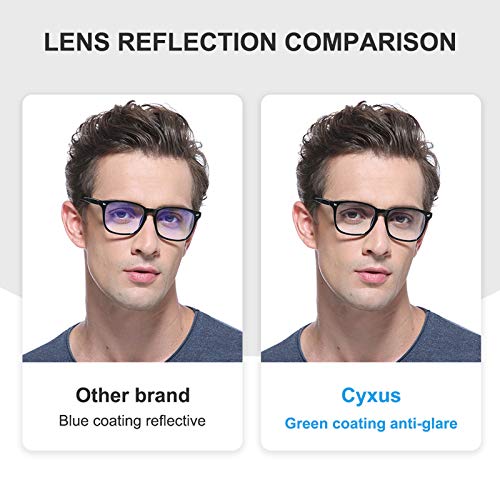 Cyxus Blue Light Filter Computer Glasses for Blocking Headache [Anti Eye Eyestrain] Transparent Lens Gaming Glasses, Unisex (Men/Women), Classic Black