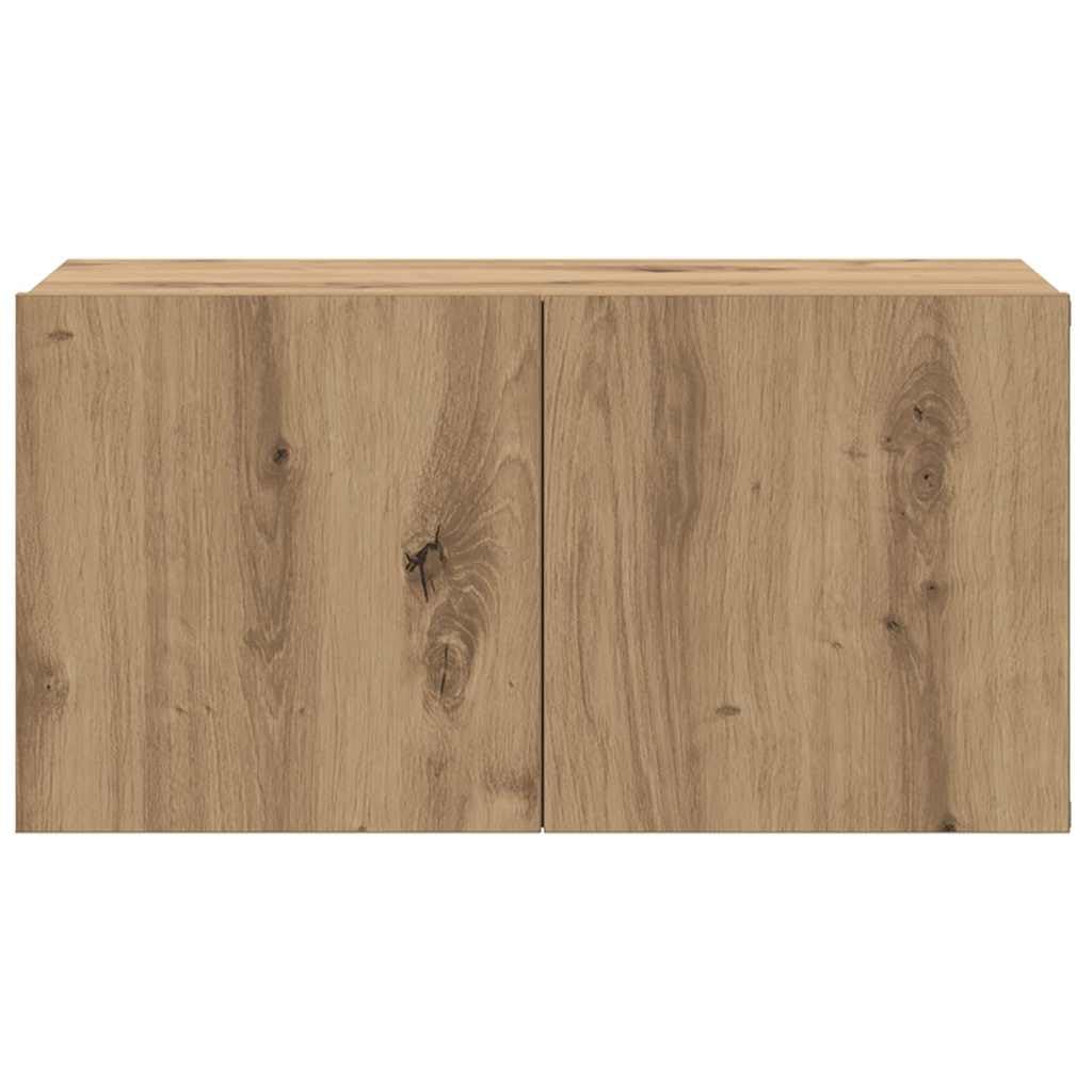TV-Schrankset Wandmontiert Braun 60 x 30 x 30 cm Holzwerkstoff mit Regal und Türen, platzsparendes Lowboard für Wohnzimmer, Stauraum für Media, Kabelkanal und Gaming Zubehör