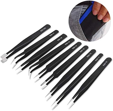 N/X ESD cımbız alet seti, 9 parçalı hassas cımbız seti, manyetik olmayan uçlar, elektronik, lehim, el işi, laboratuvar, takı üretimi için - Görsel 2