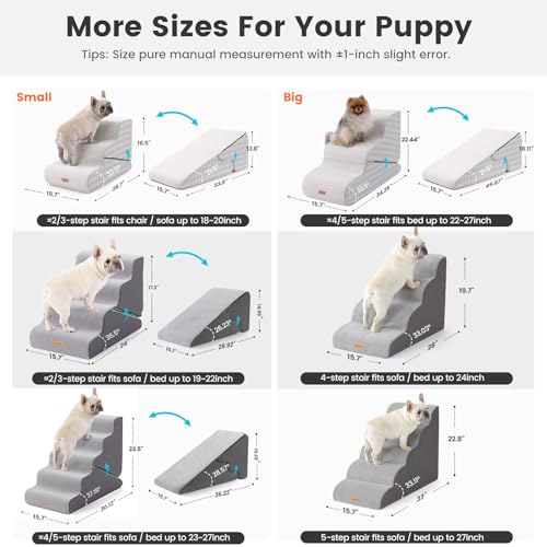 Image of Gardner Pet Dog Stairs for Small Dogs 16.5 inch H, 2 in 1 Transformable 3-Step Pet Stairs and Ramp, Dog Steps for Couch Bed (13-20 in) Non-Slip Waterproof Cover and CertiPUR-US Certified Foam, Checked